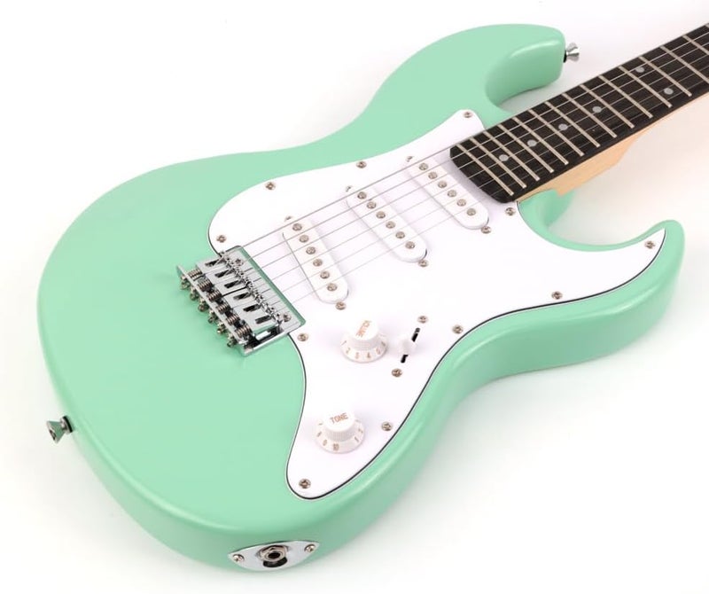 demusea Short Scale 36 Inch 3/4 Electric Mini Guitar Trans Green Color for Beginner Starter Travel Portable Practic With Gig Bag And Strap Phoenix Body Maple Neck - Image 3